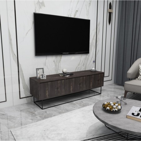 Mueble TV Kordon 140 negro marrón oscuro