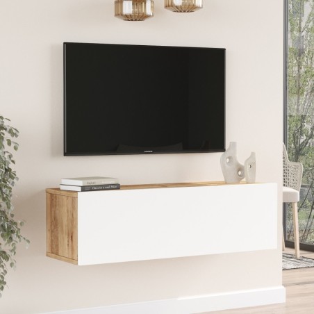 Mueble TV con estante FR12-AW pino atlántico blanco