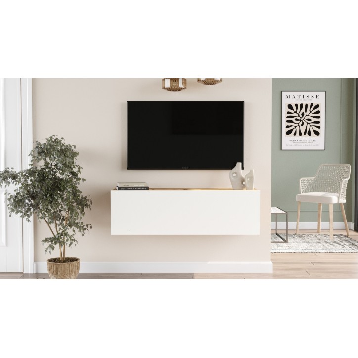 Mueble TV con estante FR12-AW pino atlántico blanco