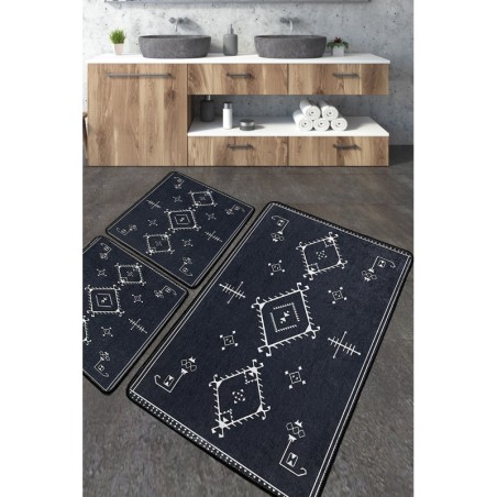 Alfombra de baño Set (3 piezas) Antiguo gris oscuro