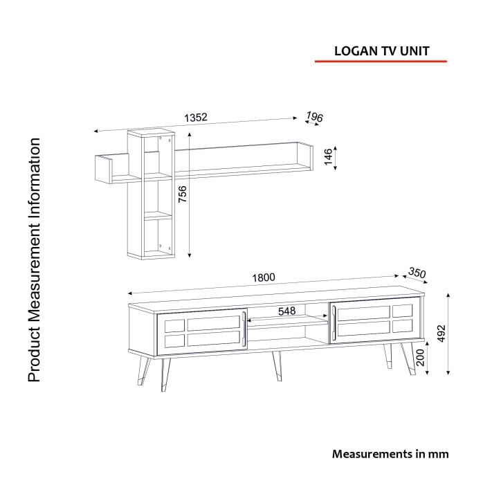 Mueble TV con estante Logan nogal