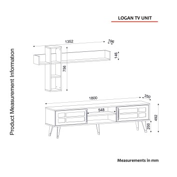 Mueble TV con estante Logan nogal - 804TRH3062