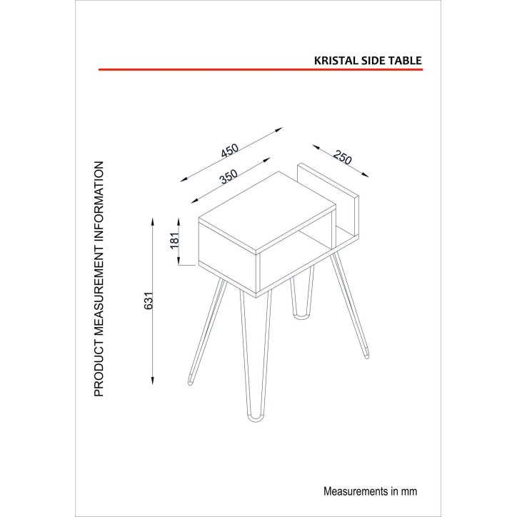 Mesa auxiliar Kristal nogal blanco