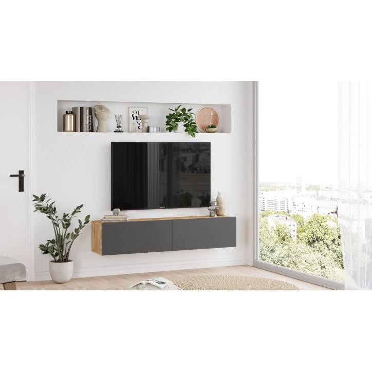 Mueble TV con estante FR10-AA pino atlántico antracita