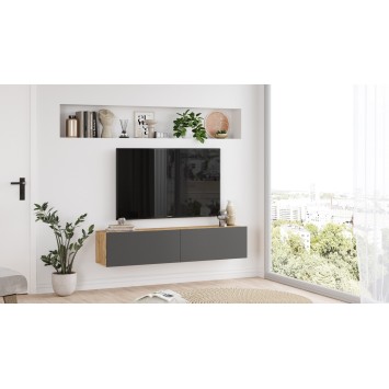 Mueble TV con estante FR10-AA pino atlántico antracita - 956LCS1674