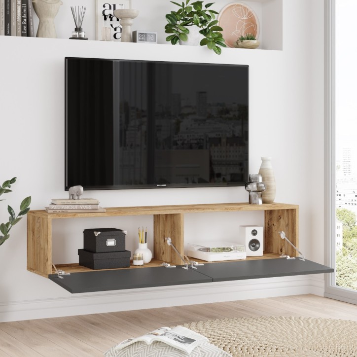 Mueble TV con estante FR10-AA pino atlántico antracita