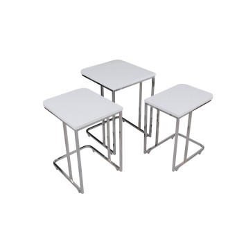 Set mesas de café (3 piezas) Ce Metal Zigon-9406 blanco - 974NMB1237