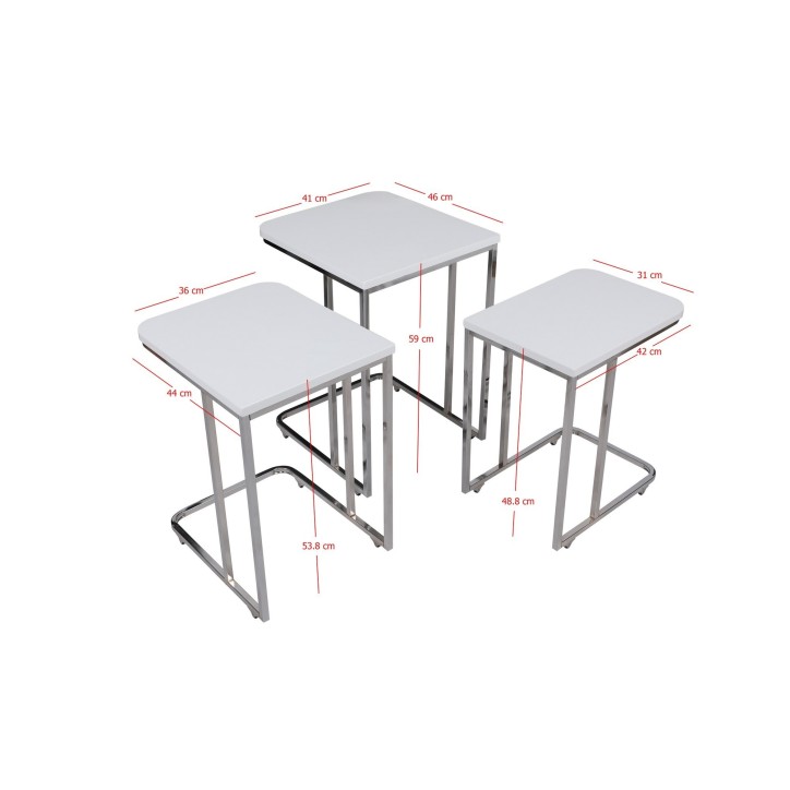 Set mesas de café (3 piezas) Ce Metal Zigon-9406 blanco