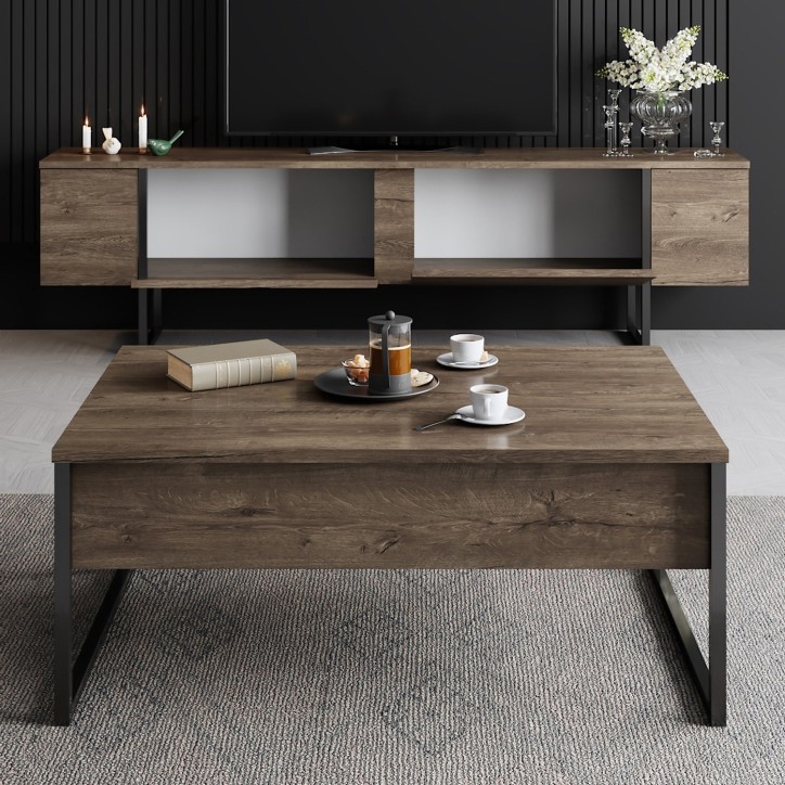 Conjunto de muebles de salón Luxe Set negro nogal