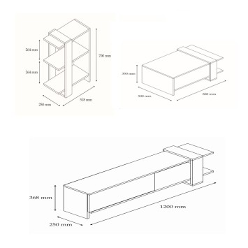 Conjunto de muebles de salón Gaye blanco nogal - 835PUQ6201