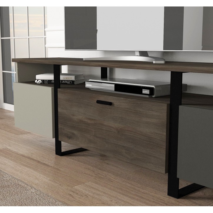 Mueble TV Arne nogal antracita gris