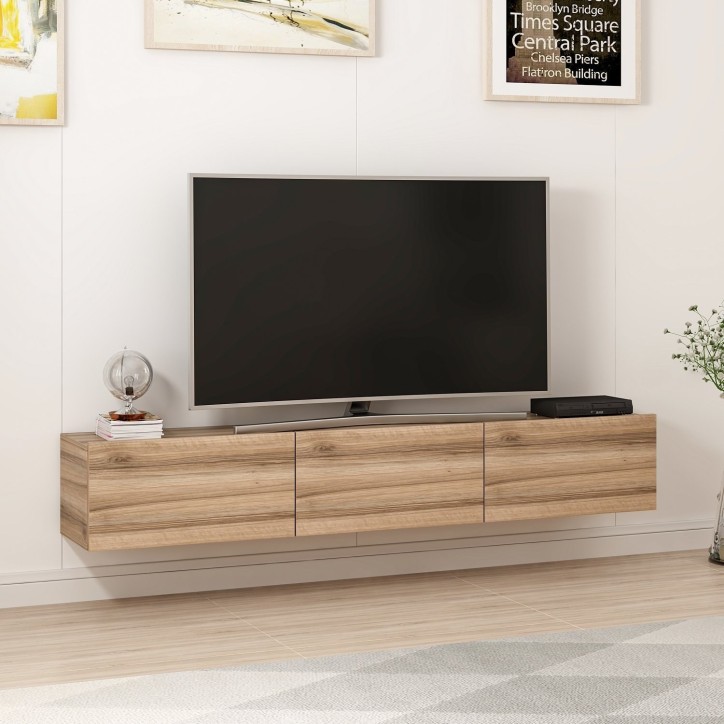 Mueble TV con estante Rigel blanco brillante