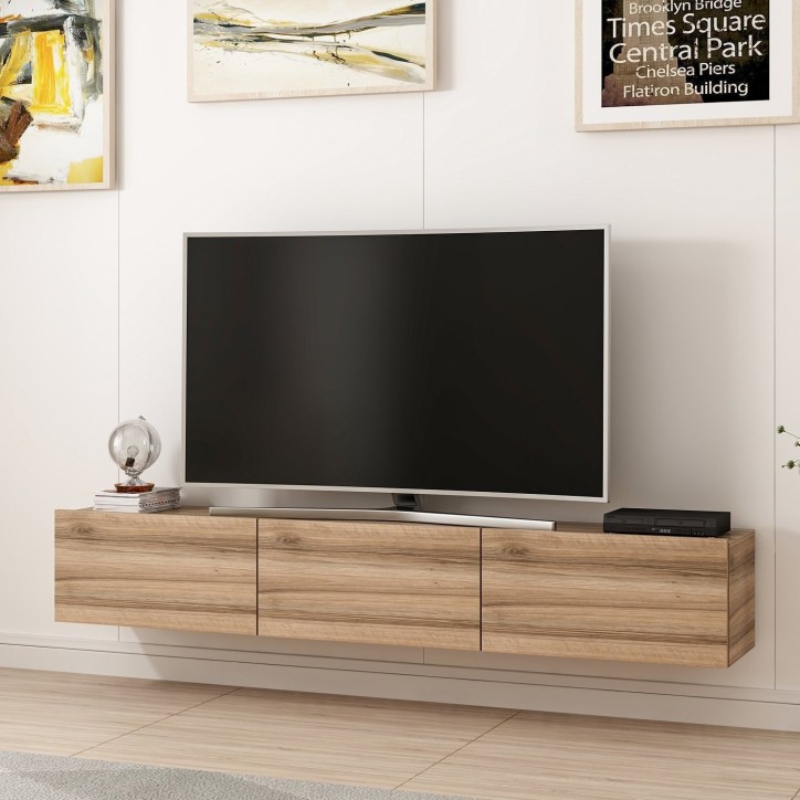 Mueble TV con estante Rigel blanco brillante