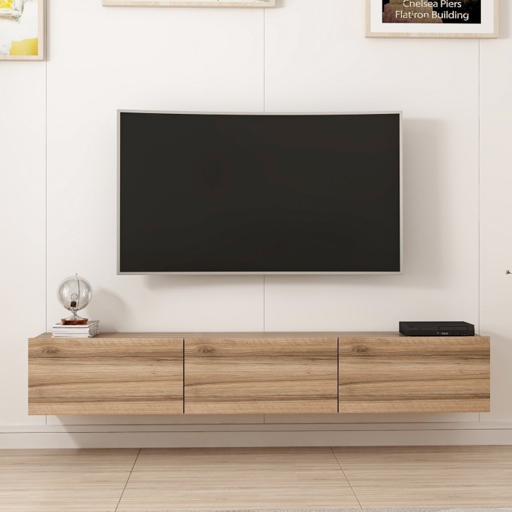 Mueble TV con estante Rigel blanco brillante