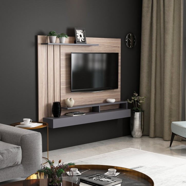 Mueble TV con estante Lawrance roble humo