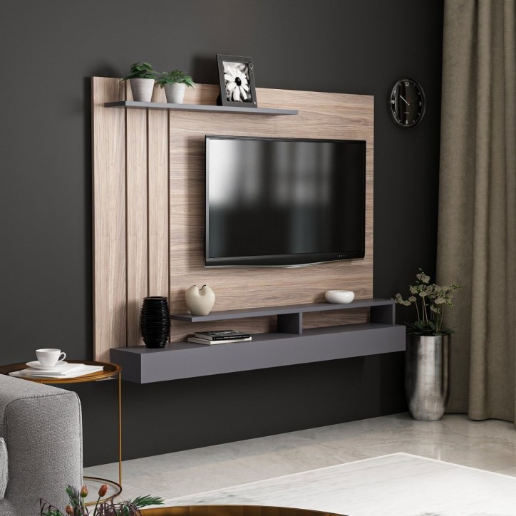 Mueble TV con estante Lawrance roble humo