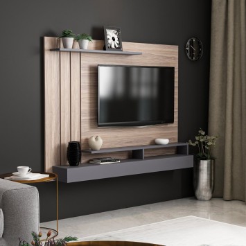 Mueble TV con estante Lawrance roble humo - 506MNR1117