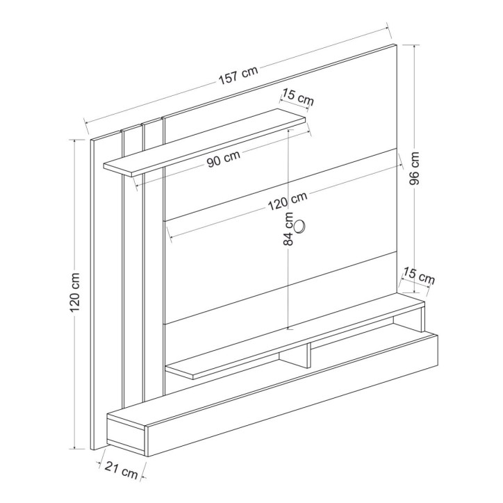 Mueble TV con estante Lawrance roble humo