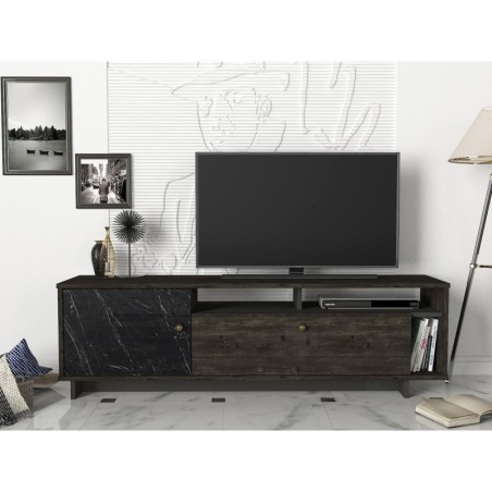 Mueble TV Artem nogal oscuro negro