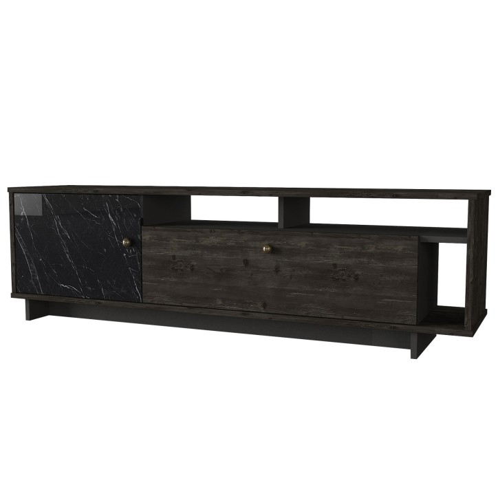 Mueble TV Artem nogal oscuro negro