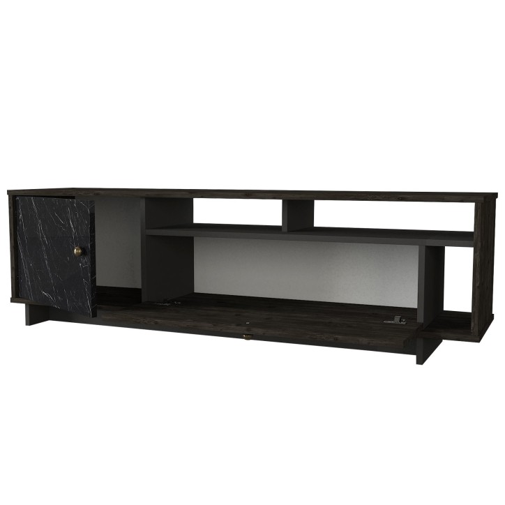 Mueble TV Artem nogal oscuro negro