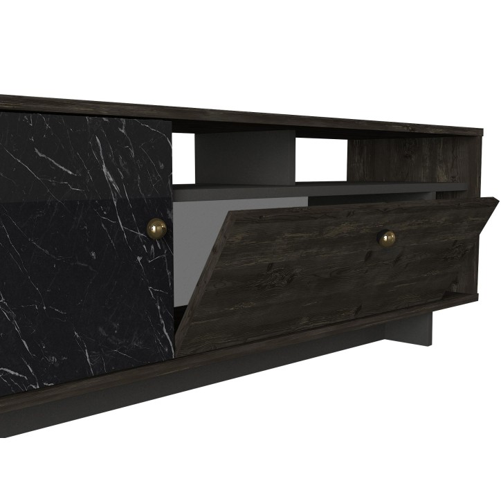 Mueble TV Artem nogal oscuro negro