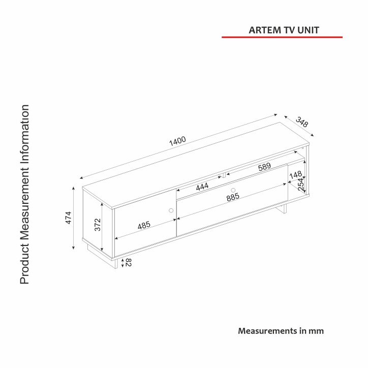 Mueble TV Artem nogal oscuro negro