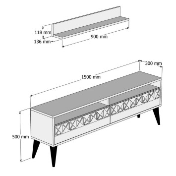 Mueble TV con estante Line roble - 845HCT3084