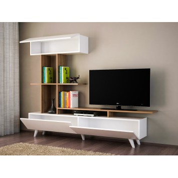 Mueble TV con estante Violet nogal blanco - 745DCD3010