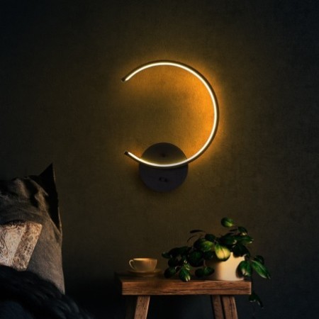 Lámpara de pared Moon-13328 negro metal 33 cmx46x 6 cm - 8683743823314