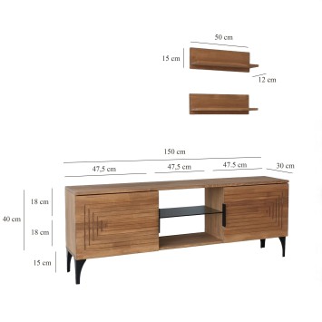 Mueble TV con estante Joanne roble - 552NOS1526