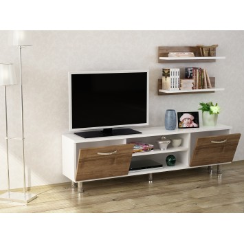 Mueble TV con estante Derma nogal blanco - 756FRN3050