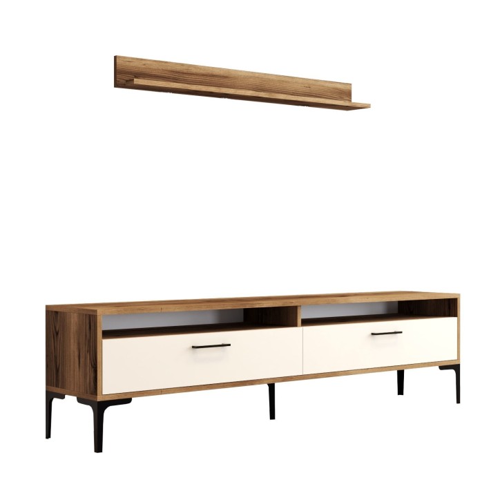 Mueble TV con estante Istanbul crema nogal