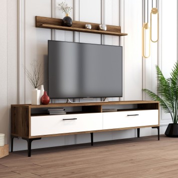 Mueble TV con estante Istanbul blanco nogal - 845HCT3096