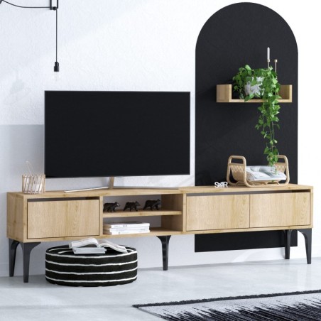 Mueble TV con estante Titan-DEC0026 zafiro roble negro