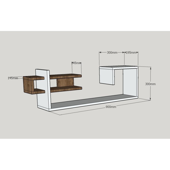 Estante de pared Stor nogal blanco