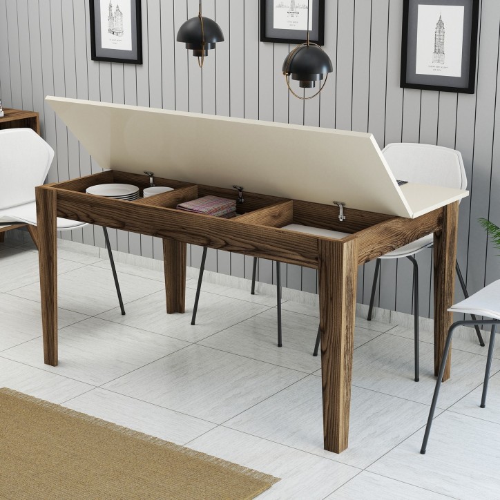 Mesa comedor Milan 517 crema nogal