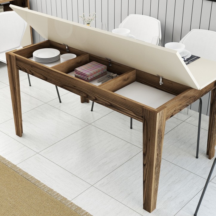 Mesa comedor Milan 517 crema nogal