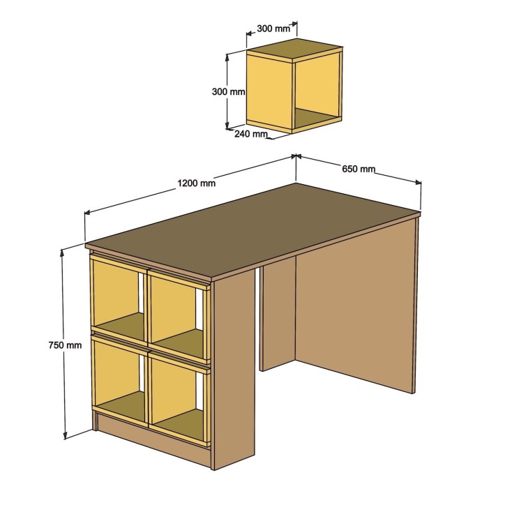 Escritorio de estudio Box amarillo nogal