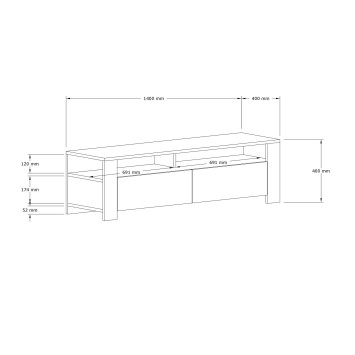 Mueble TV con estante Combe roble zafiro - 495SSE1601