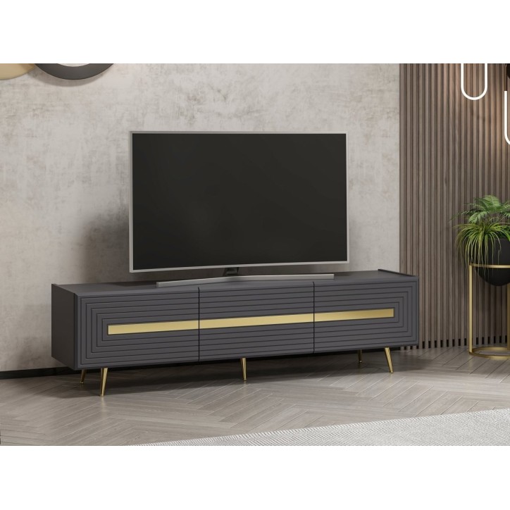 Mueble TV con estante Jose dorado antracita