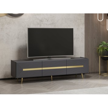 Mueble TV con estante Jose dorado antracita - 506MNR1115