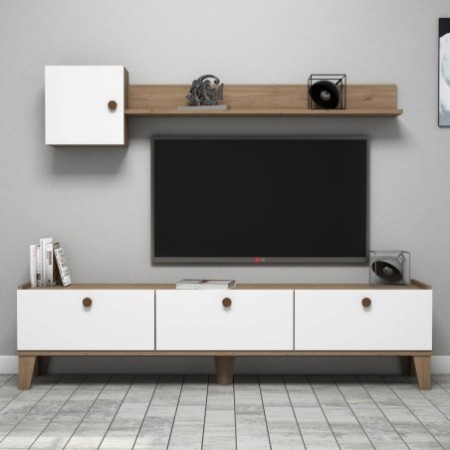 Mueble TV con estante Sumer E4020 roble blanco