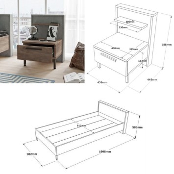 Conjunto de muebles de habitación joven HM9-CG marrón gris - 956LCS2501