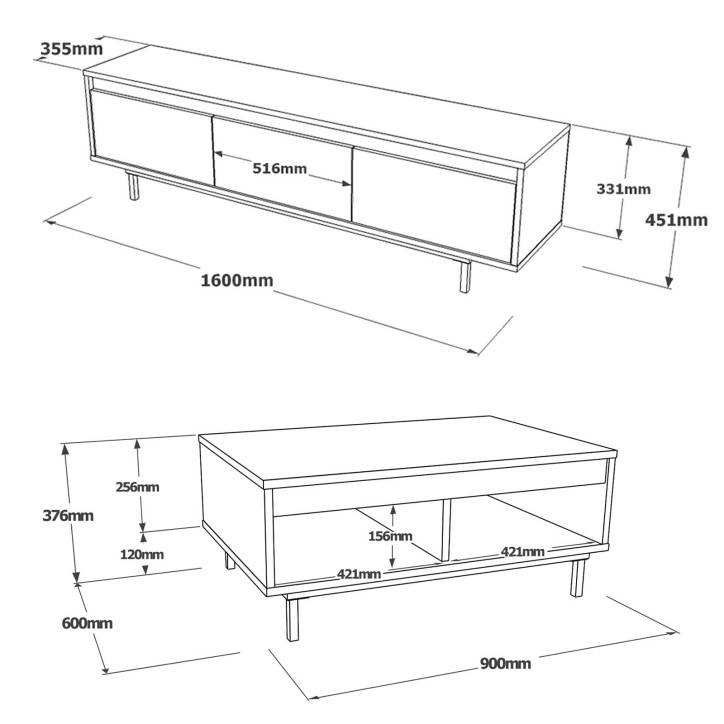 Conjunto de muebles de salón LV33-RL gris negro