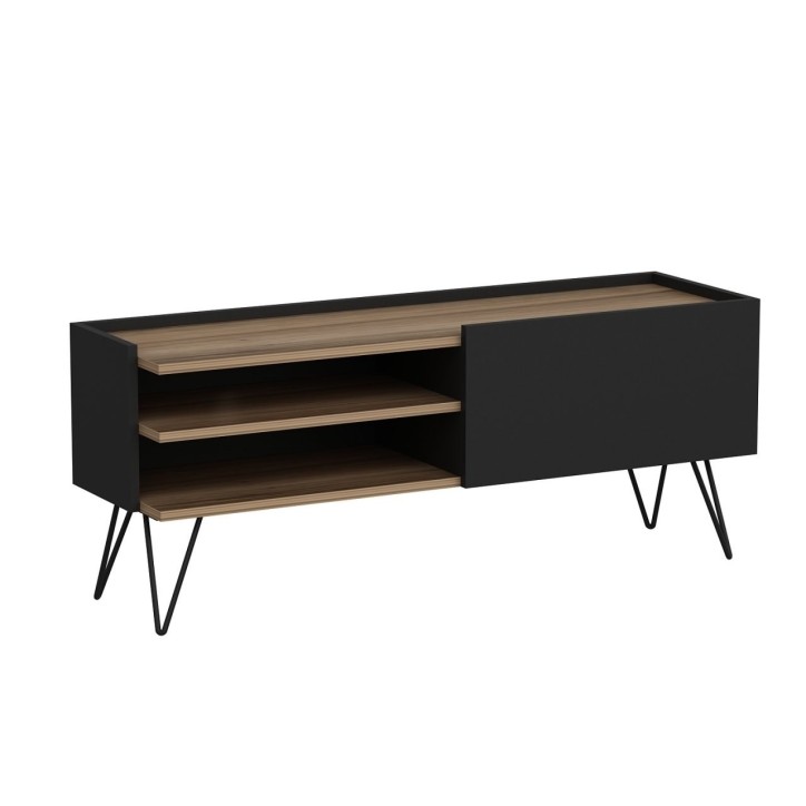 Mueble TV con estante Aral negro nogal