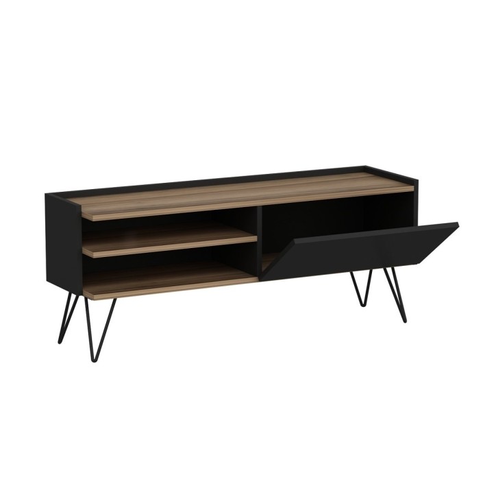 Mueble TV con estante Aral negro nogal