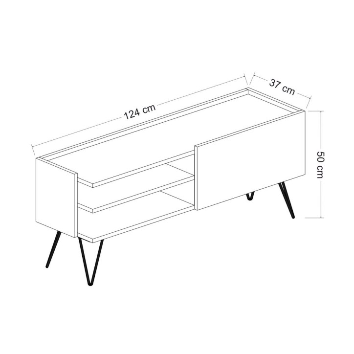 Mueble TV con estante Aral negro nogal