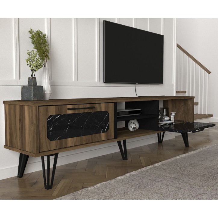 Mueble TV con estante Lampert nogal