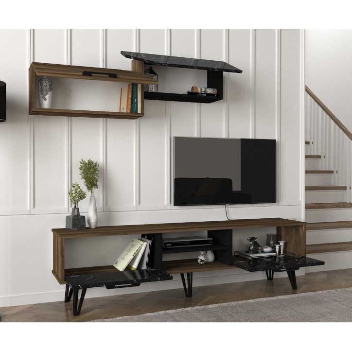 Mueble TV con estante Lampert nogal